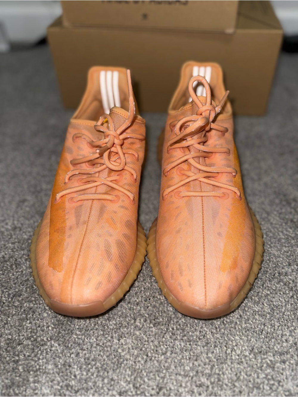 Yeezy Orange Knit Low-Profile Sneakers